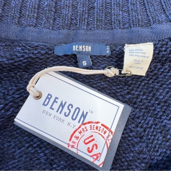 Benson Poncho Sweater Wool Cape Navy Blue Knit Size Small Turtleneck New NWT - Picture 10 of 11